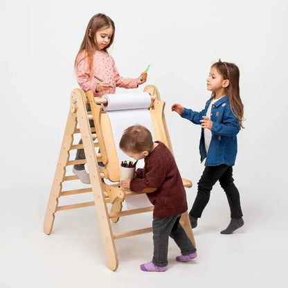 Staffelei mit Kinderstuhl Holz - Kunst-Erweiterung für Kletterdreieck